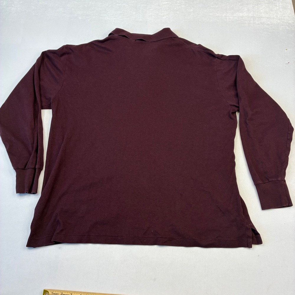Polo Ralph Lauren Polo Shirt Mens XLT Burgundy Long Sleeve Cotton Pony Logo Tall - Picture 4 of 8